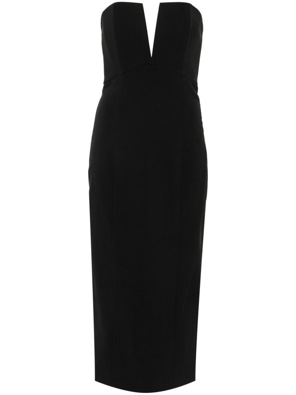 Shop Roland Mouret Strapless Midi Dress In Black