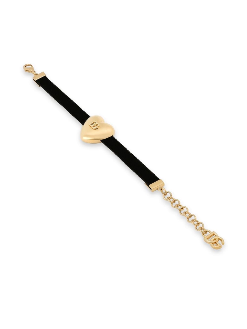 Shop Dolce & Gabbana Dg Heart Velvet Bracelet In Gold