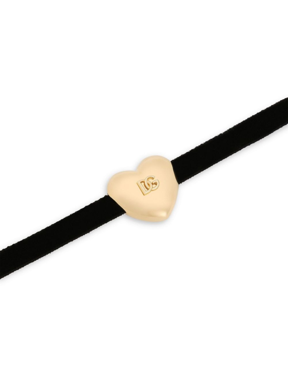 Shop Dolce & Gabbana Dg Heart Velvet Bracelet In Gold