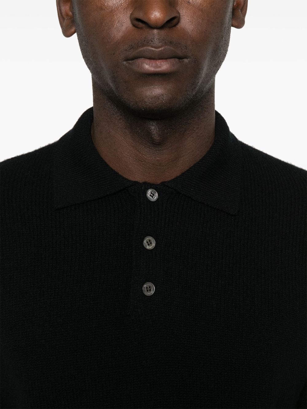 Shop Drumohr Lambs Wool Polo Shirt In Black