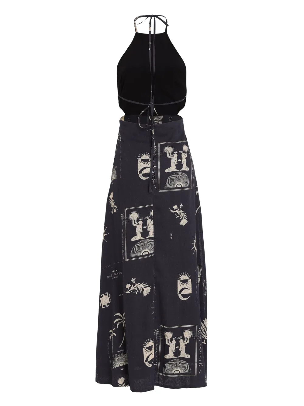 Osklen Maxi-jurk met halternek Blauw