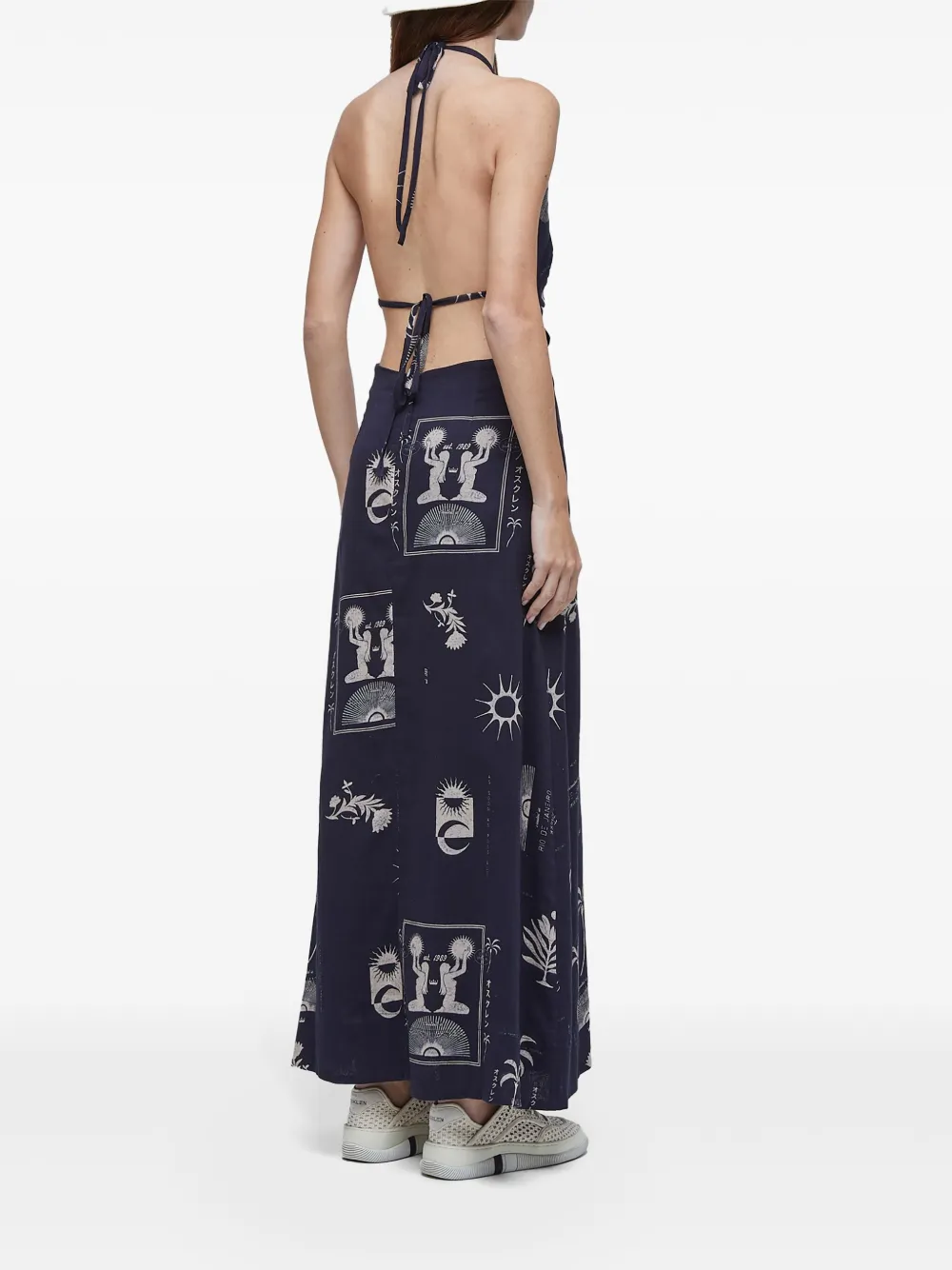 Osklen Maxi-jurk met halternek Blauw
