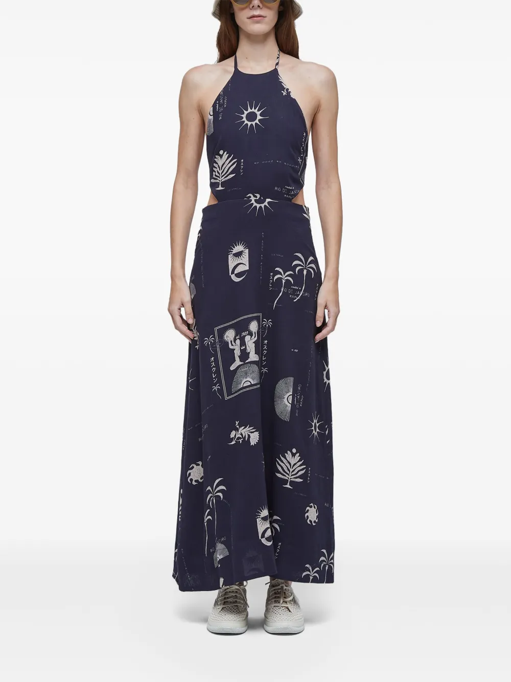 Osklen Maxi-jurk met halternek Blauw