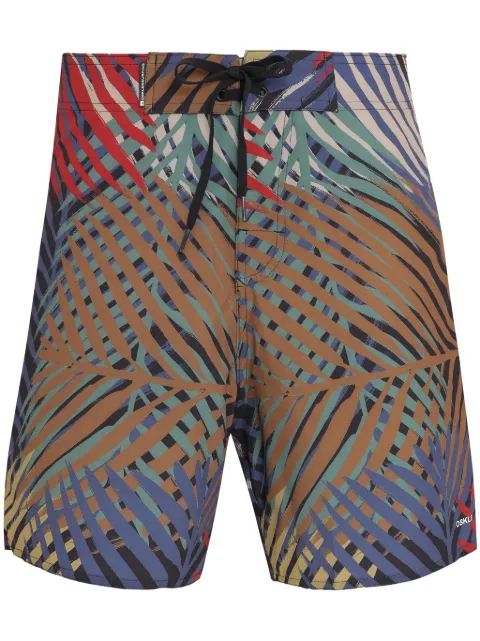 Osklen badeshorts med bladtryk