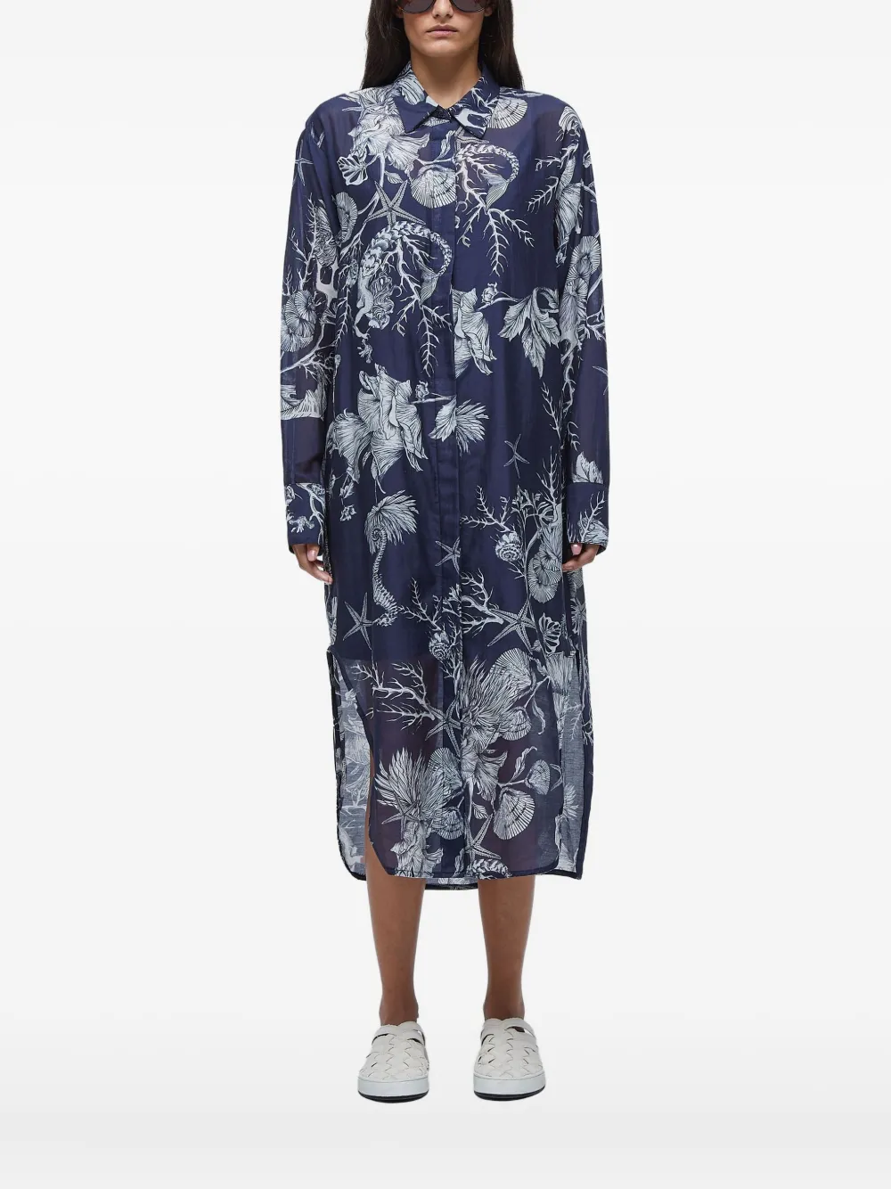 Osklen Shirtjurk met bloemenprint Blauw