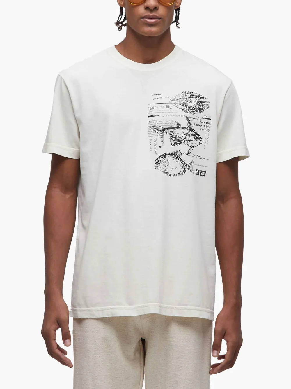 Osklen Amazon Fishes T-shirt Beige