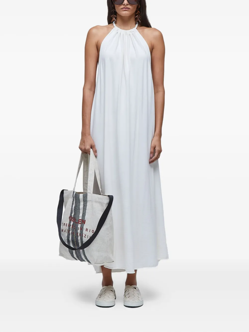 Osklen Naked Back midi-jurk met open rug Beige