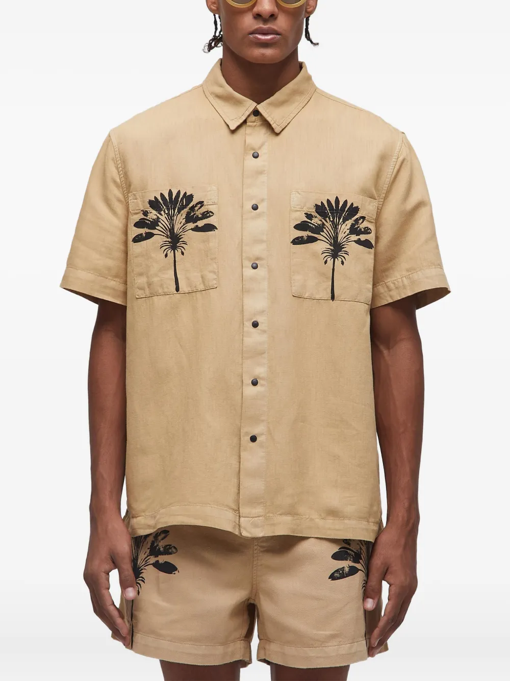 Osklen Overhemd met palmboomprint Beige