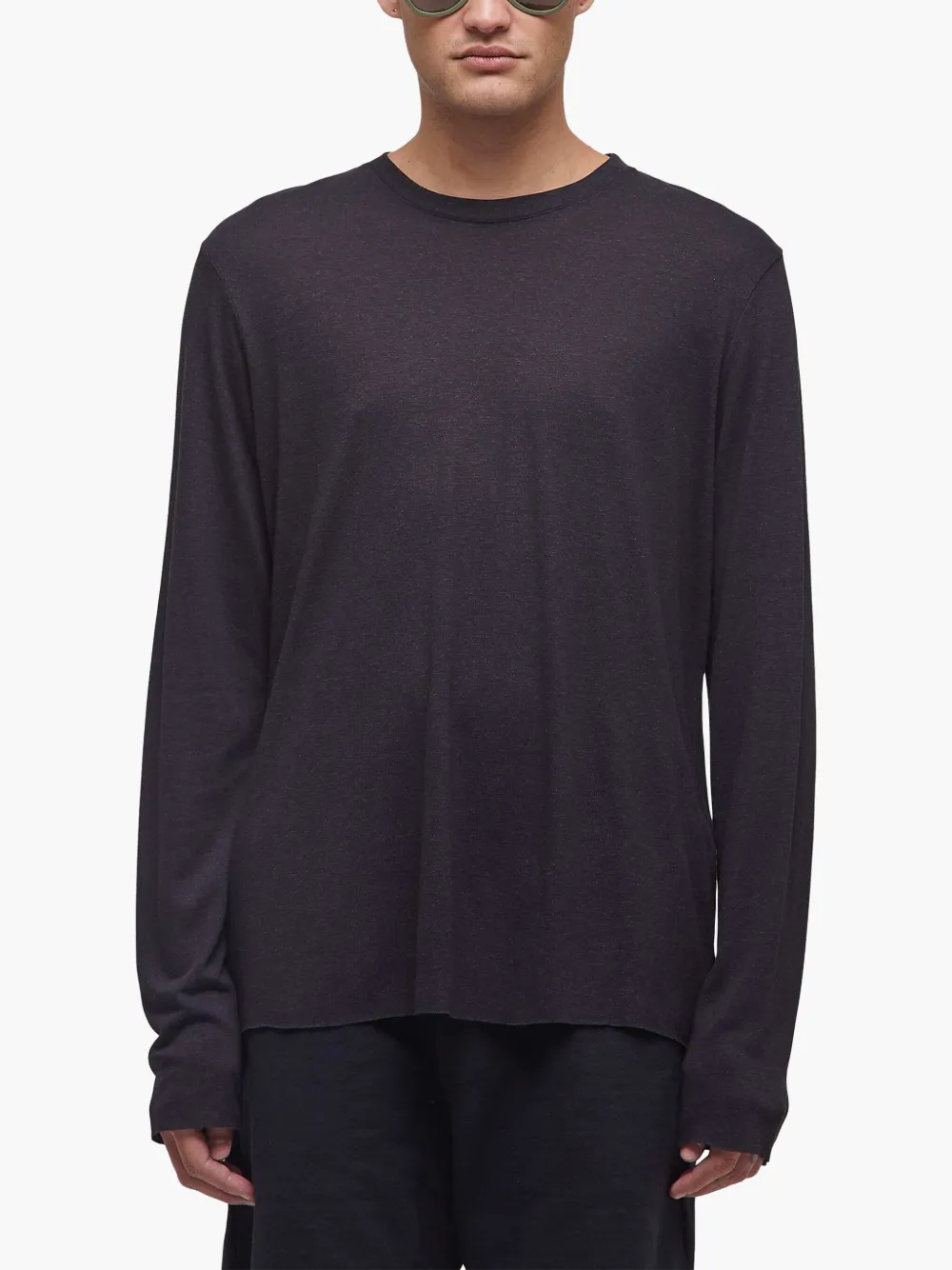 Osklen Linnen T-shirt met lange mouwen Zwart