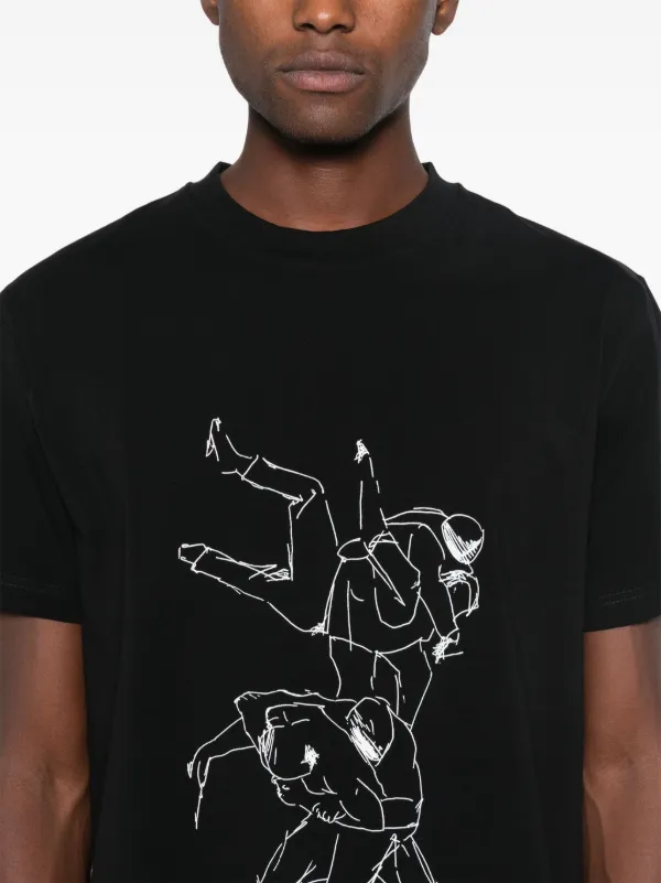 【関税込み】HELIOT EMIL ブラック Shelter Tシャツ HELIOT EMIL Shelter-printed T-shirt | Black | FARFETCH