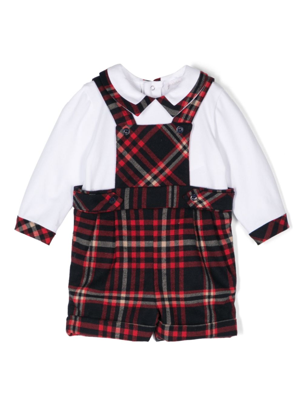 Patachou tartan-check romper - White