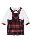 Patachou tartan-check romper - White