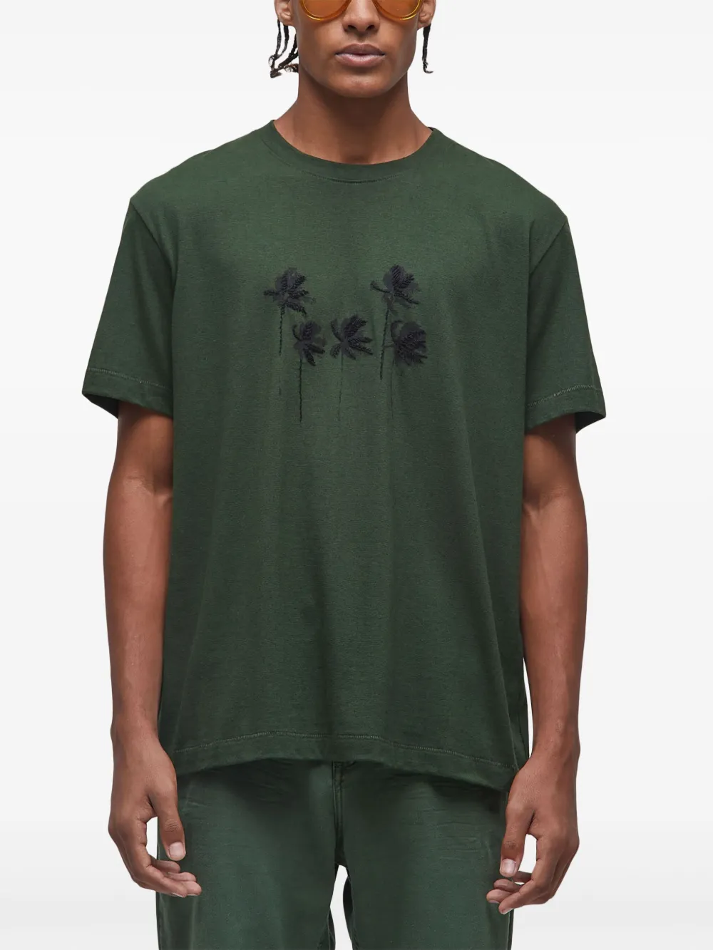 Osklen Juten T-shirt met palmboom Groen
