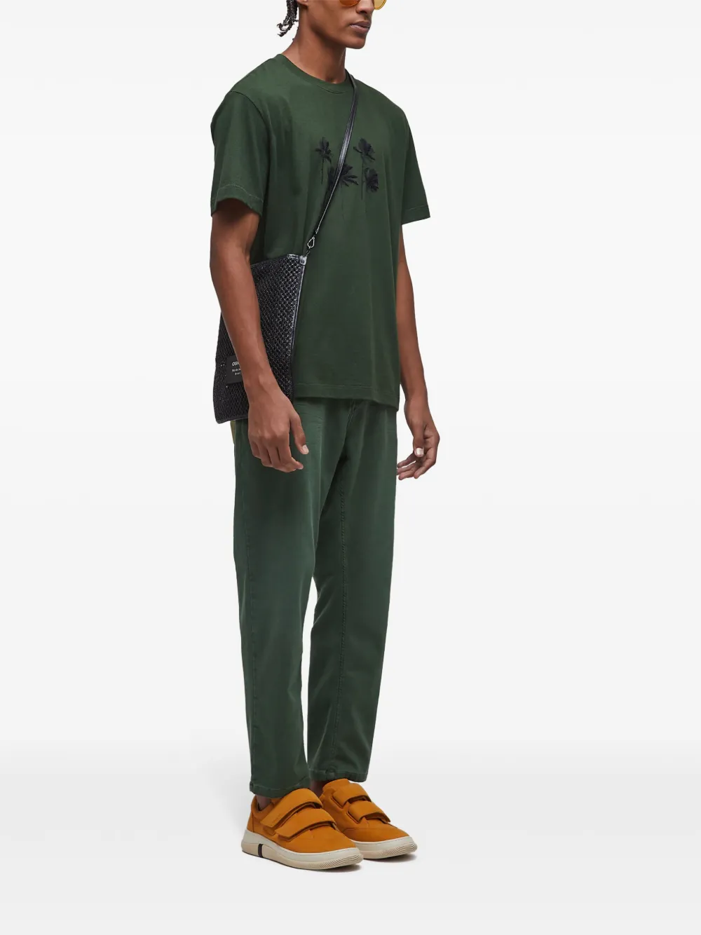Osklen Juten T-shirt met palmboom Groen