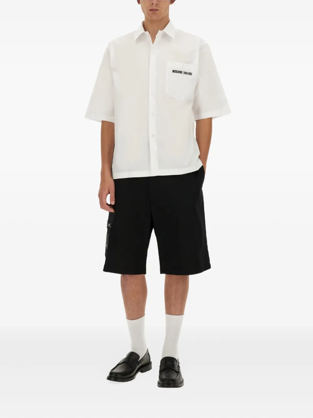 Moschino patch-pocket short-sleeve shirt - Wit