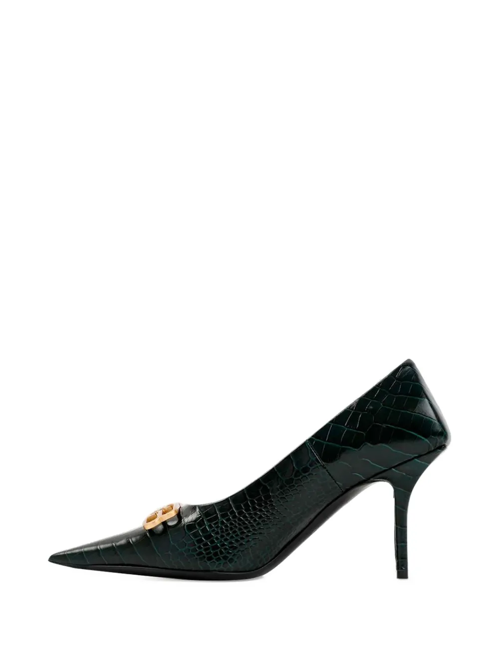 Balenciaga 80mm Square Knife BB crocodile-effect pointed pumps Green