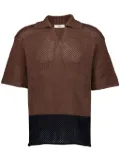 COMMAS two-tone crochet polo shirt - Brown