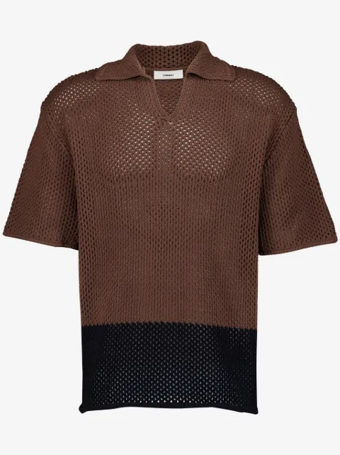 COMMAS two-tone crochet polo shirt