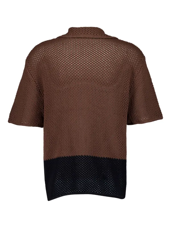 COMMAS Camisa Polo De Crochê Bicolor | Marrom | FARFETCH BR