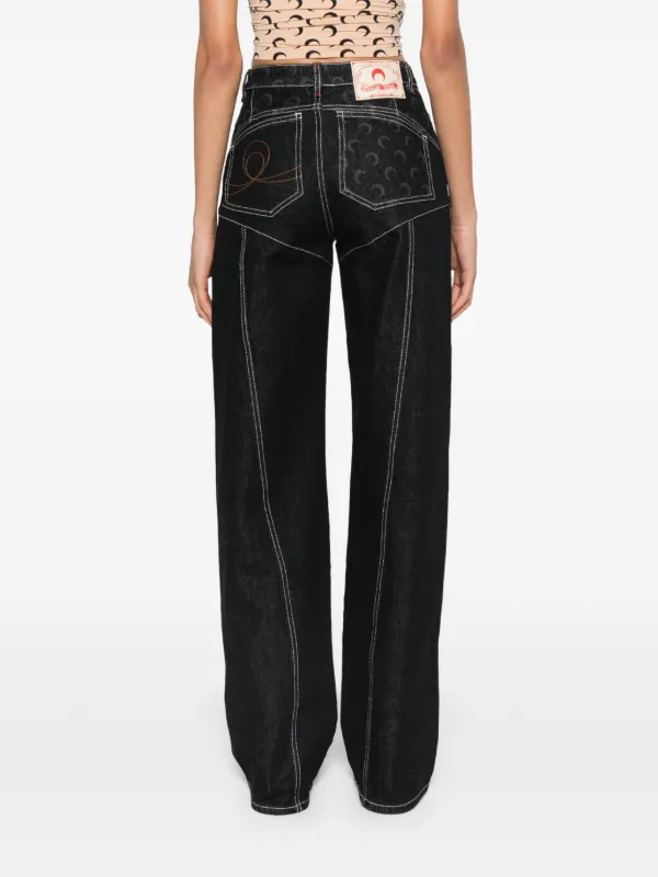 Marine Serre Moon Laser Flared Jeans | Black | FARFETCH JO