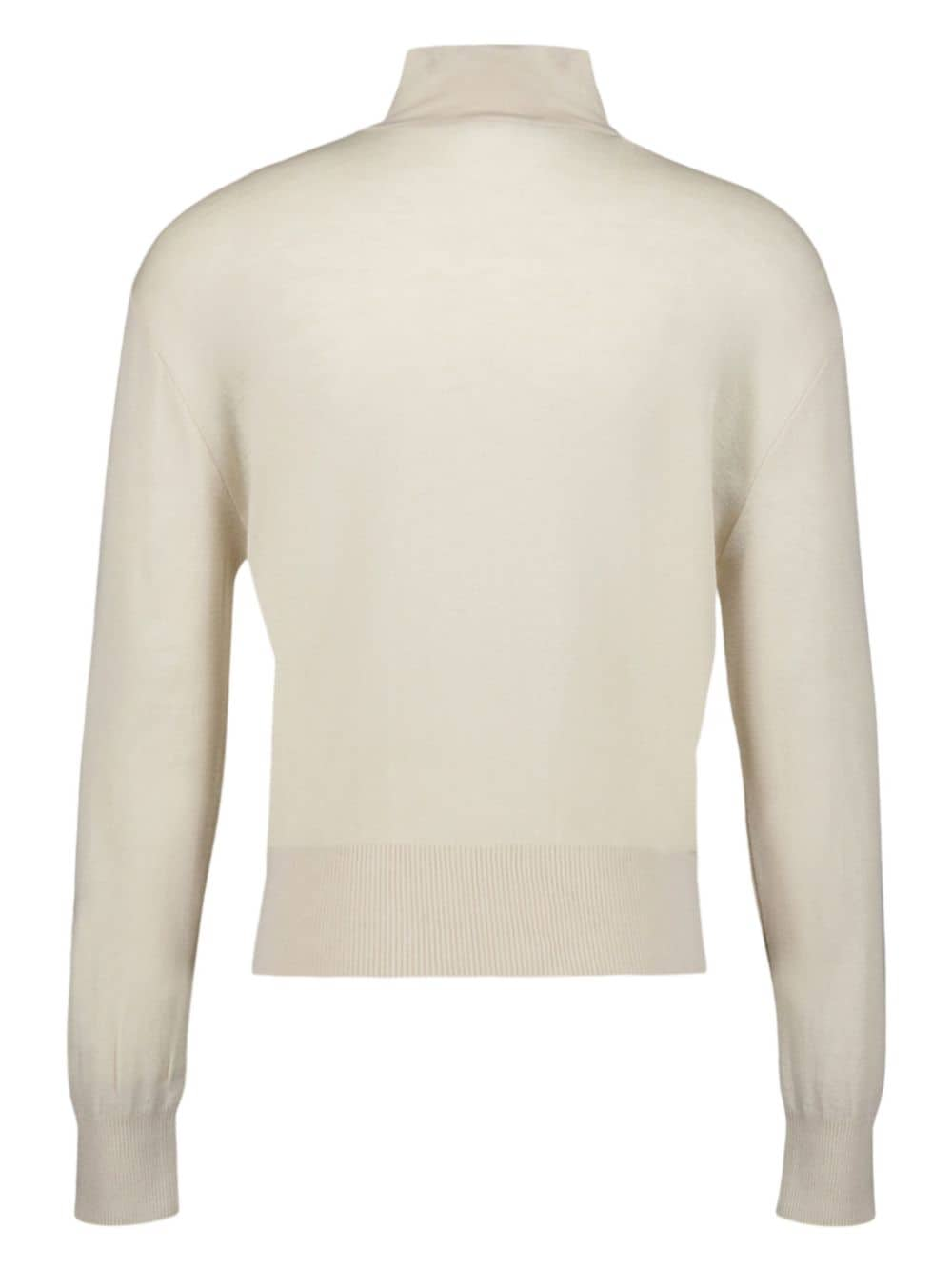 Shop Lemaire High-neck Wool Jumper In Neutrals