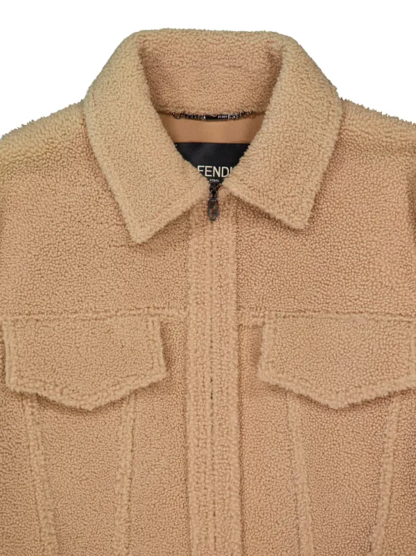 FENDI zip up Shearling Jacket Neutrals FARFETCH IE