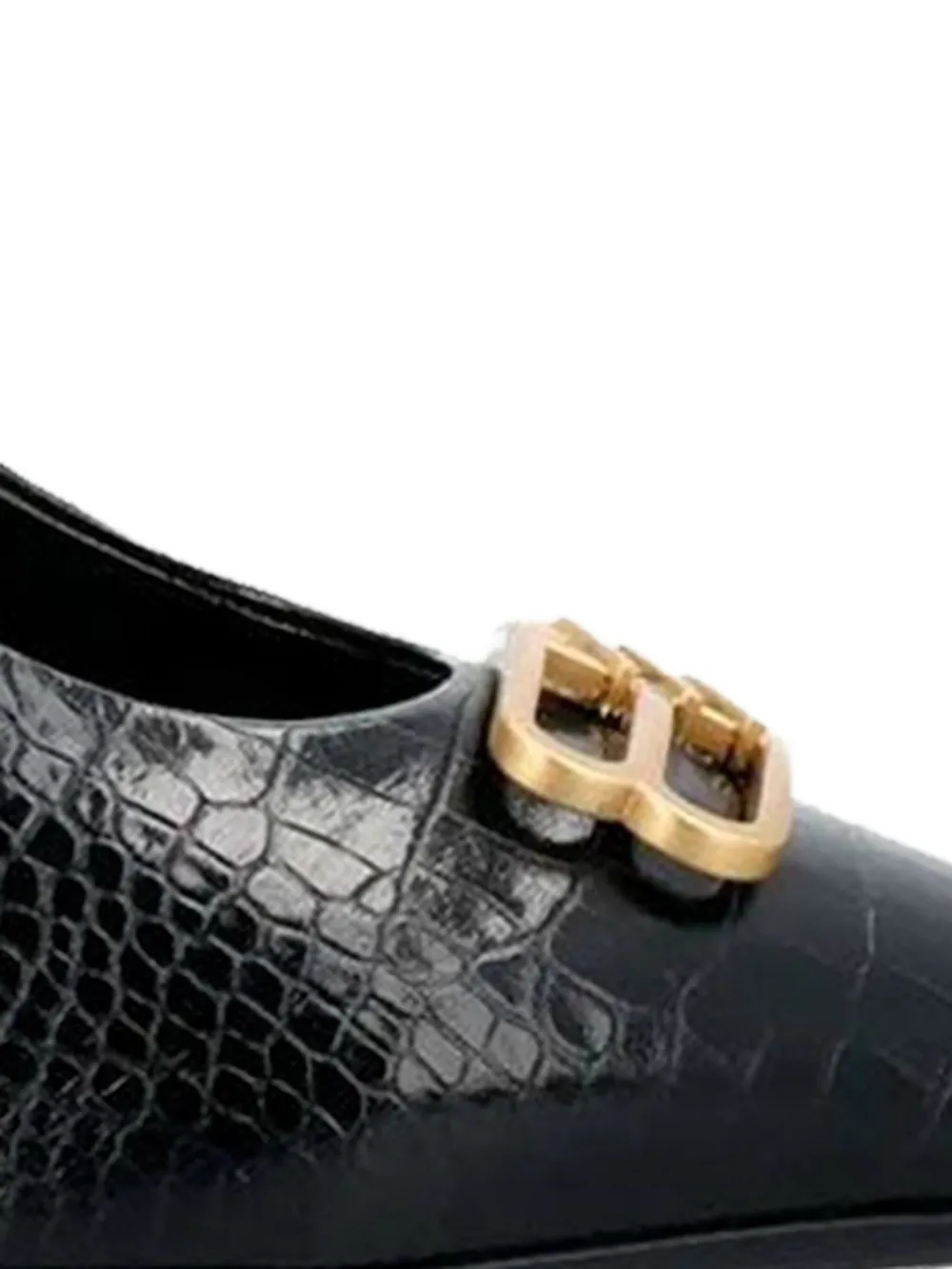 Balenciaga 80mm Square Knife BB crocodile-embossed pointed pumps Black