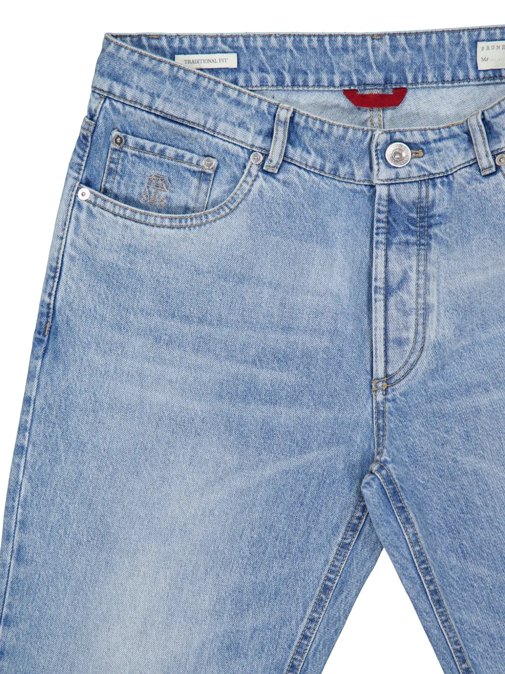 Brunello Cucinelli Jeans met toelopende pijpen en logo Blauw