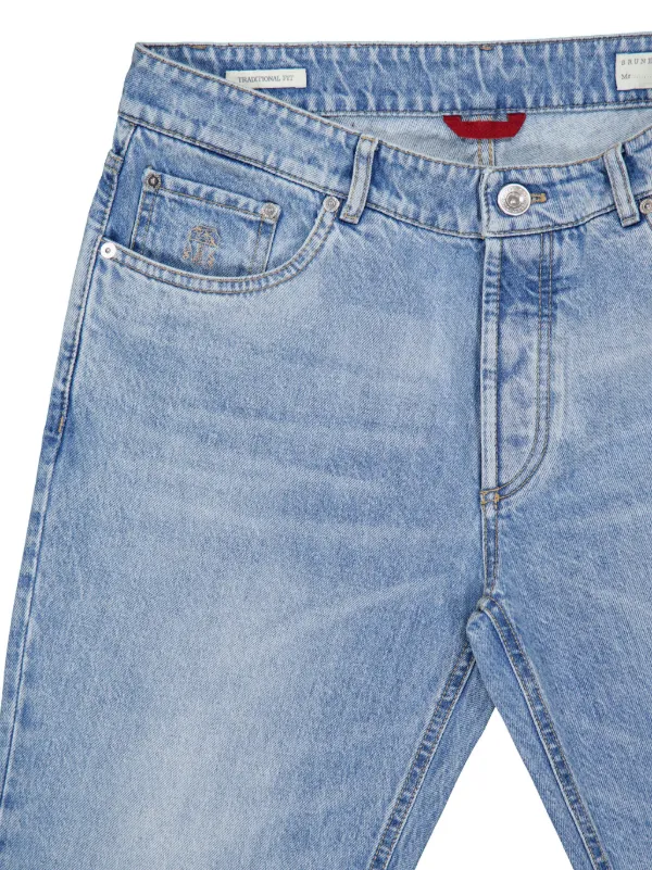 Brunello Cucinelli logo-stitched Tapered Jeans | Blue | FARFETCH