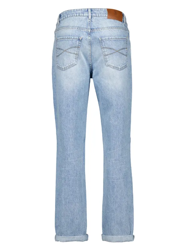 Brunello Cucinelli logo-stitched Tapered Jeans | Blue | FARFETCH