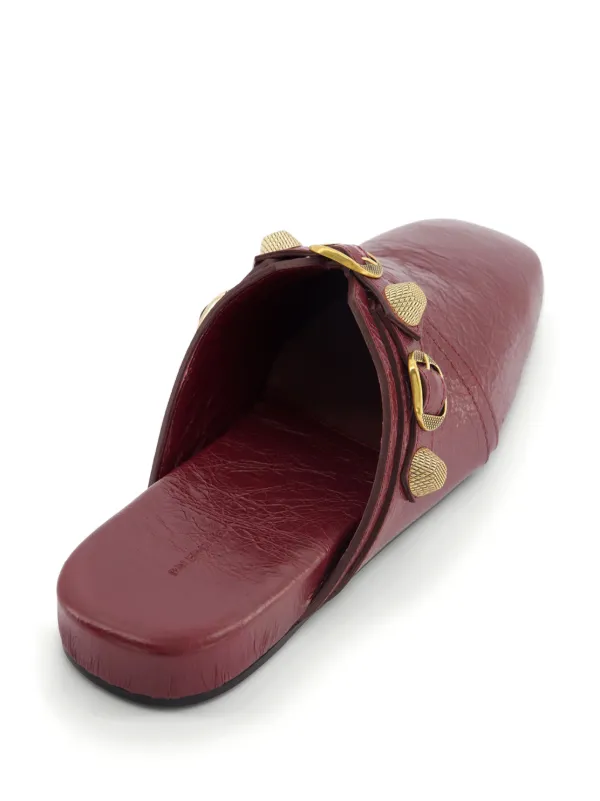 Balenciaga Cagole Studded Leather Slippers | Red | FARFETCH