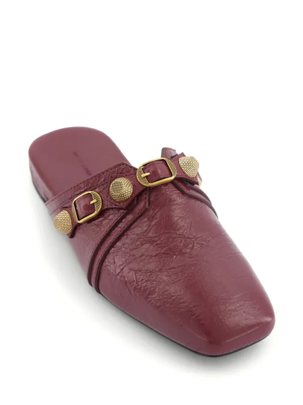 Balenciaga Cagole Studded Leather Slippers | Red | FARFETCH