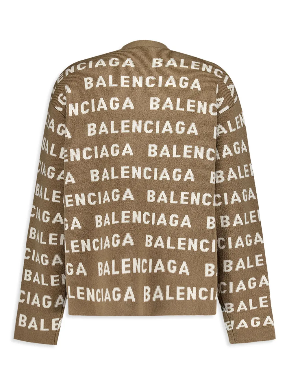 Balenciaga logo-intarsia V-neck cardigan - Beige