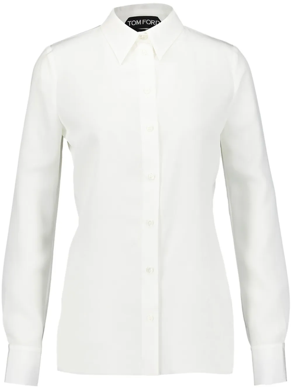 long-sleeved satin-weave shirt