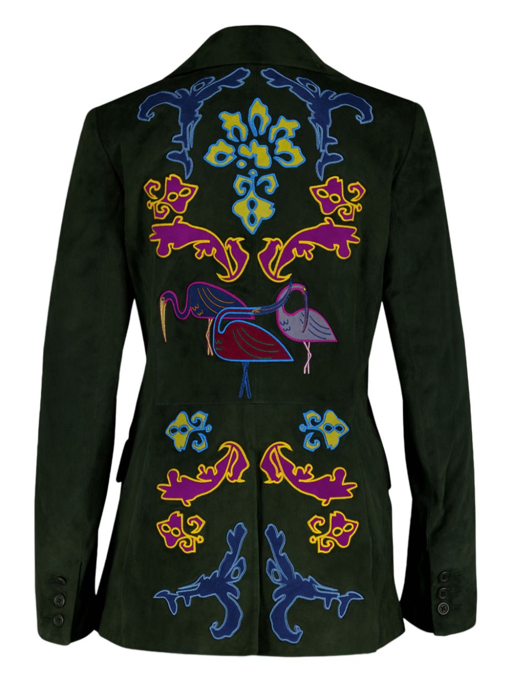 PAULA embroidered suede blazer - Groen