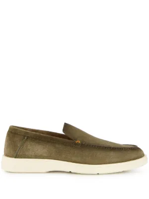 Santoni アーモンドトゥ スエードローファー | ブラウン | FARFETCH JP