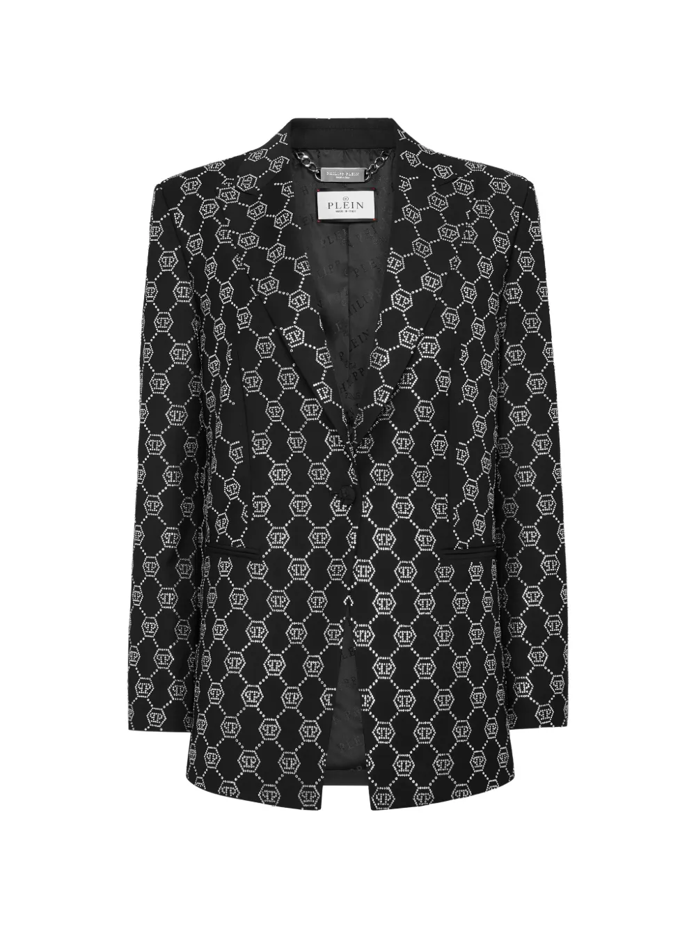 Philipp Plein Wollen blazer verfraaid met monogram Zwart