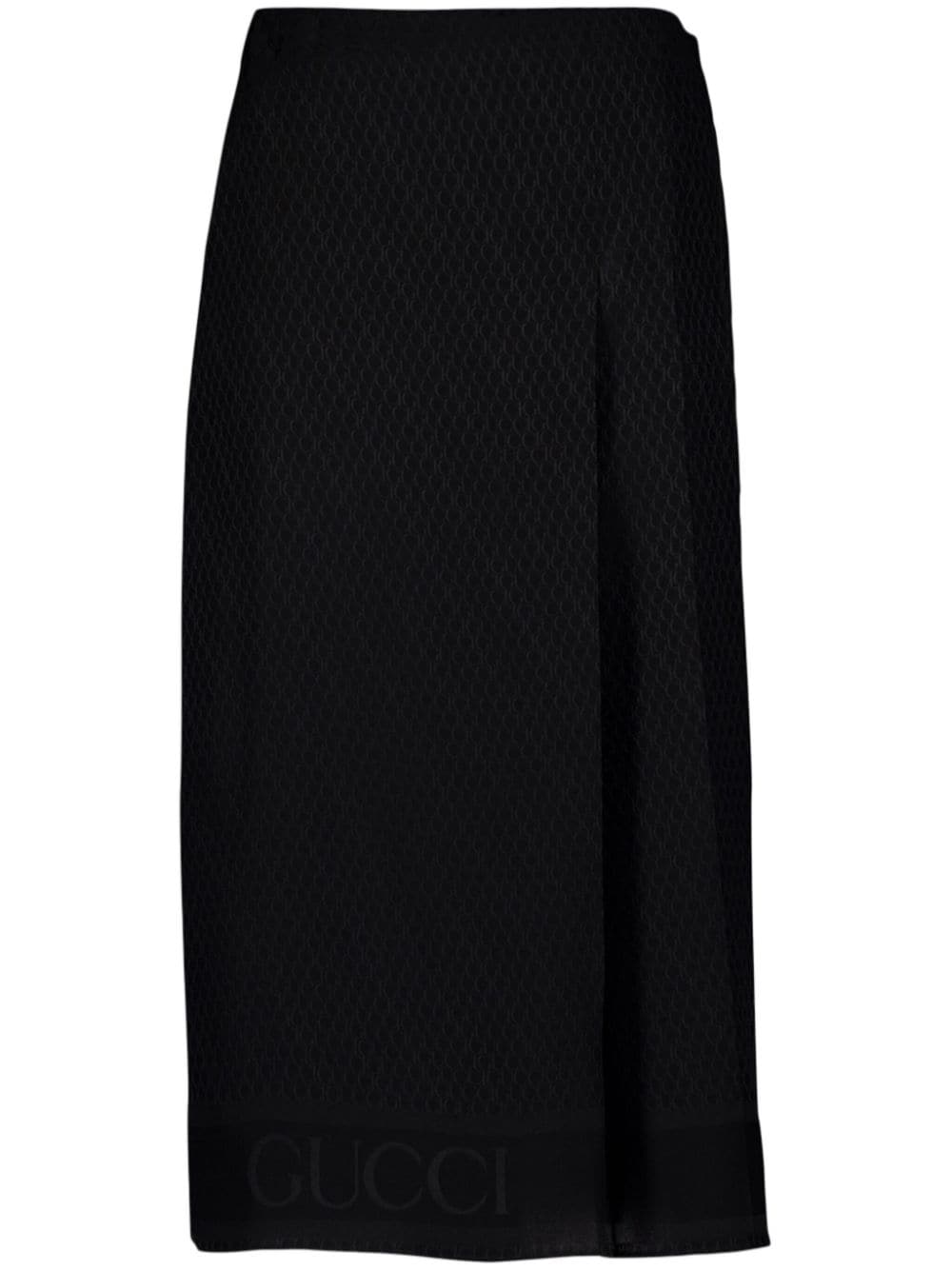 Gucci Jacquard Silk Midi Skirt In Black