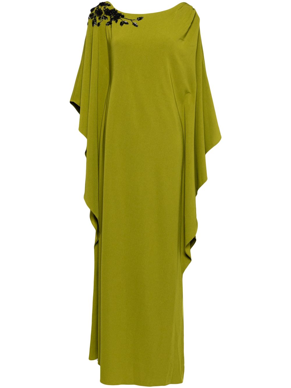 Marchesa Notte Embroidered draped kaftan - Green