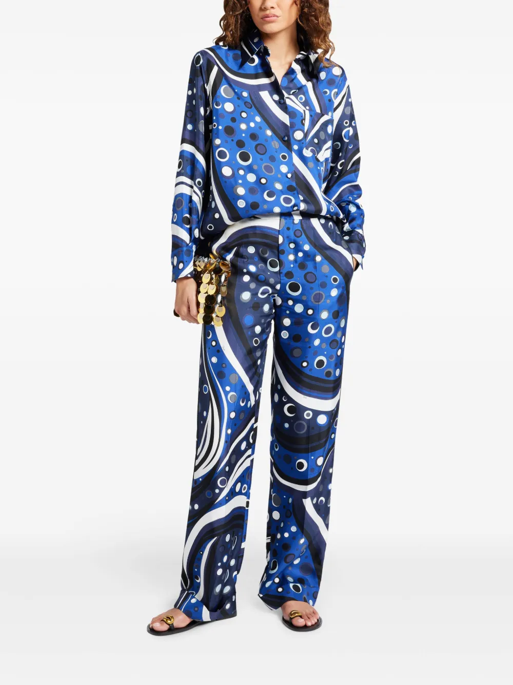 PUCCI Zijden broek met Fontane print - Blauw