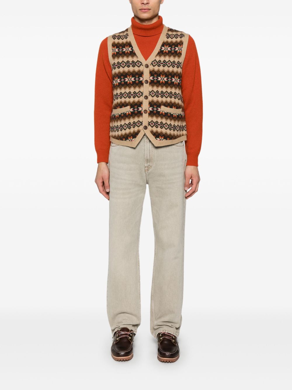 Polo Ralph Lauren fair-isle sleeveless cardigan - Brown