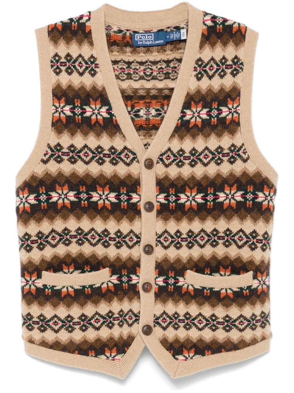 fair-isle sleeveless cardigan