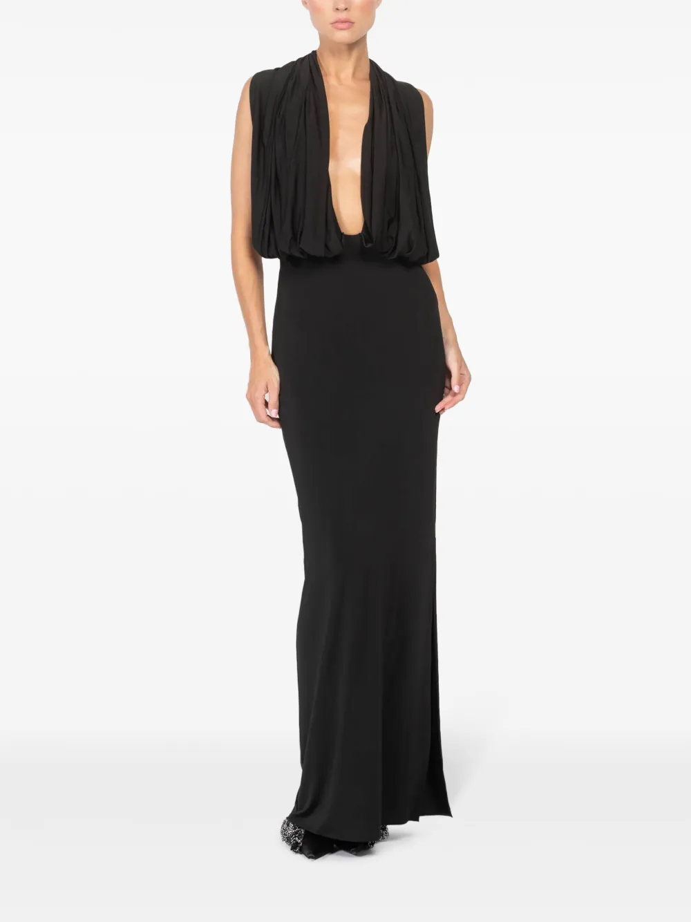Magda Butrym draped-detail Maxi Dress | Black | FARFETCH