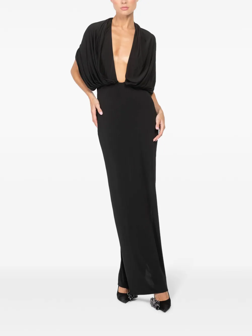 magdabutrym Magda Butrym Maxi-jurk met gedrapeerd detail - Zwart