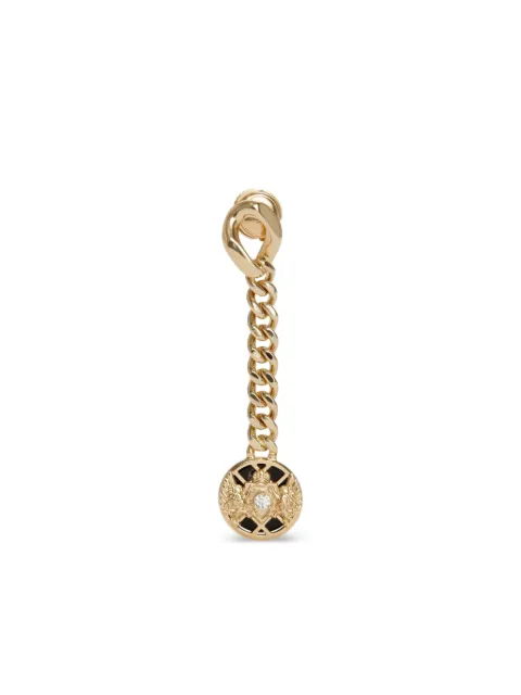 Balmain 18K yellow gold diamond and onyx medallion earring