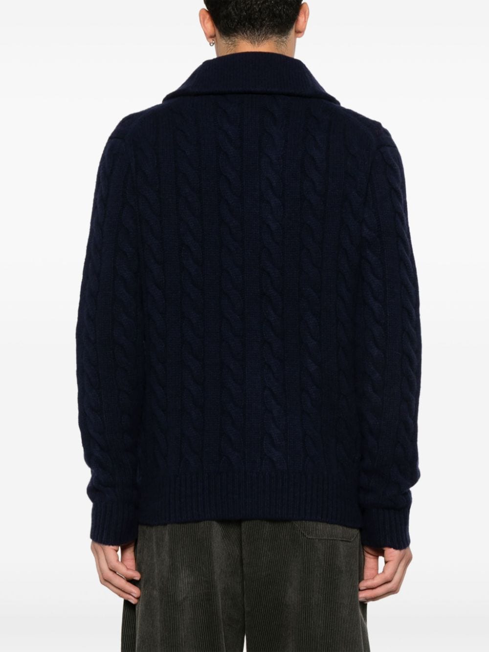 Shop Polo Ralph Lauren Cable-knit Cardigan In 蓝色