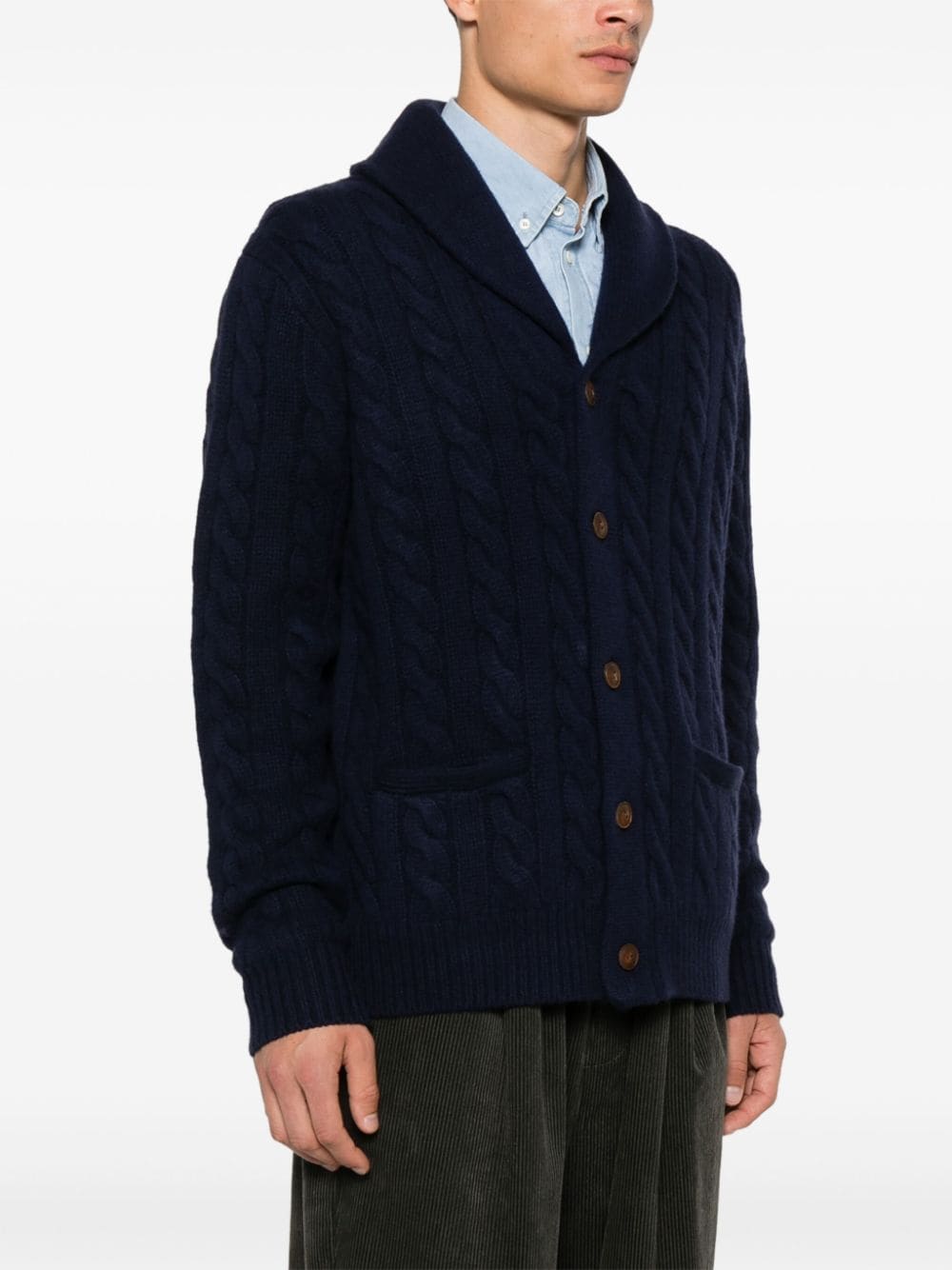 Shop Polo Ralph Lauren Cable-knit Cardigan In 蓝色