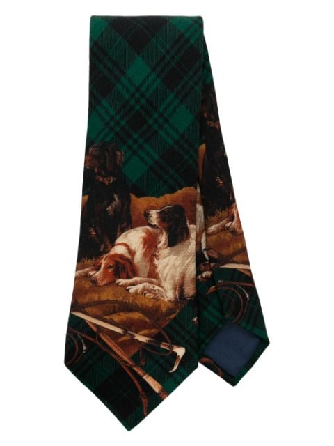 Polo Ralph Lauren plaid dog-print wool tie