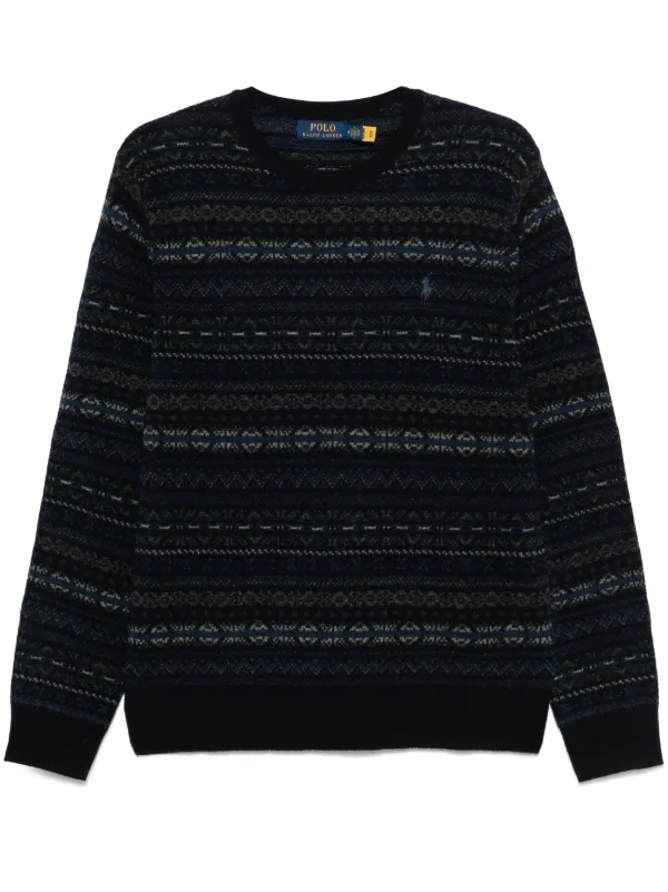 Polo Ralph Lauren fashion Mens Wool/Cashmere Gray Fair Isle Soft Sweater Pullover Sz M