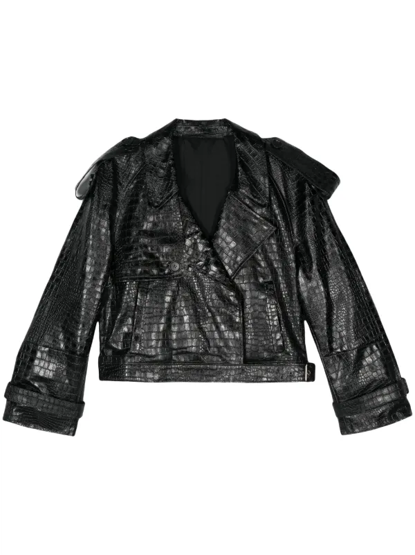 Salvatore Santoro crocodile-embossed Biker Jacket | Black | FARFETCH